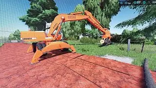 Cutting down trees w/Paus TSL 8.7 & Liebherr mobile excavator/transporting |Public Work |Fs22 |Ps4