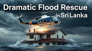 Dramatic Air Rescue: SLAF Bell 212 Saves Flood-Trapped Civilians in Sri Lanka  #ai #flood #rescue 