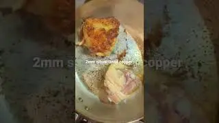 Debunking myth that tin-lined copper pans can't safely sear meat. Bonus footage of silver-lined pan