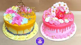 Latest Cake Design 2024 | Yellow and Pink Cake Design | Birthday Cake Design For Baby Girl