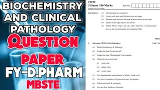 Biochemistry and clinical pathology | Question paper winter 2019 | F.Y-D.Pharm | MSBTE