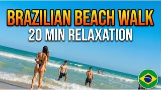 Brazilian Beach Walk for Deep Sleep & Meditation | Ocean Sounds | Kiteboarding | Relaxing Music