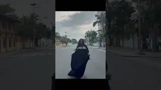 Ciara running through the streets in Benin Africa