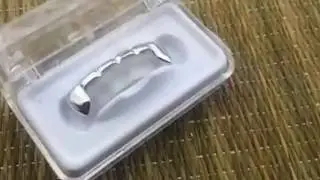 Slim Bottom Half Teeth Fangs Silver Tone