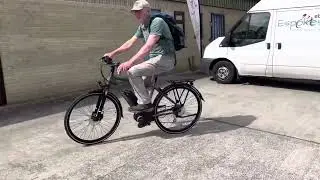 Customer collecting his Raleigh Motus Tour Ebike from Espokes in Wincanton Somerset