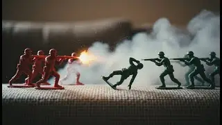 Living Room Battlefield - Green vs Red Toy Soldiers | Plastic Platoon Stop Action