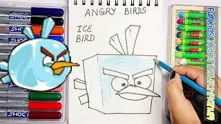 How to Draw & Colour Ice Bird from Angry Birds | Easy Cartoon Drawing for Kids