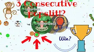 Agar.io 3 Consecutive Popslit!?//90 Degree Popslit