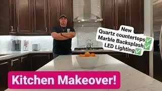 Kitchen Makeover - (NEW QUARTZ COUNTERTOPS, MARBLE BACKSPLASH, LED SOFFIT AND UNDER CABINET LIGHTS)