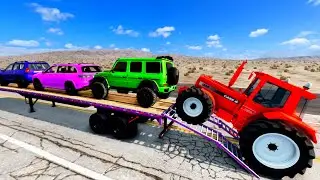 Flatbed Truck Mcqueen | Transportation wits Truck - Pothole vs Car #39 - BeamNG.Drive