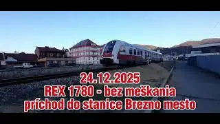 Príchod a odchod vlaku REX 1780 do stanice Brezno mesto/24.12.2025