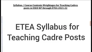 ETEA Syllabus for Teaching Cadre Posts | SST | CT | PST | PET | DM | AT | TT | Qari and IT cadre