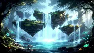Relaxing Sleep Tranquil Fantasy Falls | Dreamlike Water Sound & Soothing Music