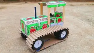How to make Matchbox JCB Tractor - Diy chain drive Tractor - DIY Dc MotorTractor Science Project