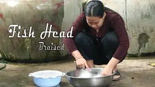 Braised fish head recipe | Cambodian food recipe by nika cooking