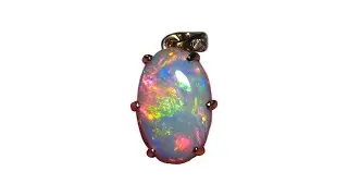 Oval Ethiopian Semi Black Opal Pendant in 14k Gold with Diamonds - 8959 | FlashOpal
