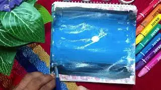 How to make a beautiful night scenery.Easy painting.Taha Art's Studio.