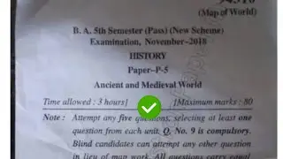 [2018] Mdu BA Pass 5th Sem History Question Paper #MduQuestionPaper