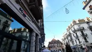 La Place Carnot, Aix les Bains, a familiar postcard scene, wintertime, filmed by Teresa Jade LeYung