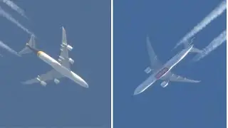 High Altitude CONTRAIL Planes Spotting Overhead Flyby.