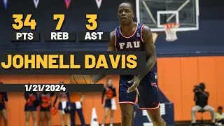 Johnell Davis Florida Atlantic Owls 34 PTS 7 REB vs UTSA Roadrunners