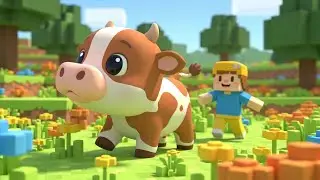 Minecraft Baby Cow Rolled into the River Adventure | Nursery Rhymes for Kids & Baby Songs