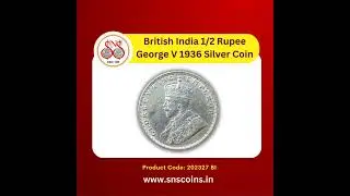British India 1/2 Rupee George V 1936 Silver Coin