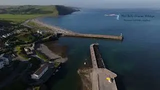 Amazing Bird Eye View Of Aberystwyth Sea wall with Speed Boat