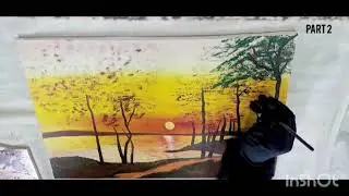 How to paint sunset scene PART 2| Acrylic landscape painting | canvas painting  @theArtfulscribe