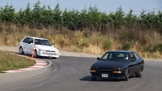 Toyota Corolla FX-GT (AE82) at Vancouver Island Motorsport Circuit Hotlap and playing with AE86 20V