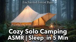 Enchanted Forest Rain Camping ASMR | Cozy Solo Tent & Gentle Rain Sounds for Sleep & Relaxation