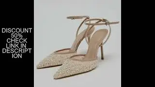 Luxury Bling String Bead Mesh Designer Pumps Women Sexy Pointed Toe Ankle Strap High Heels Elegant P