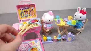8 Minutes Satisfying with Unboxing Pink Rabbit Camping Playset | Hello Kitty ASMR (no music)