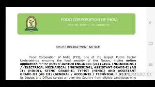 Food Corporation of India /Advt. No. 01/2019-FCI Category III