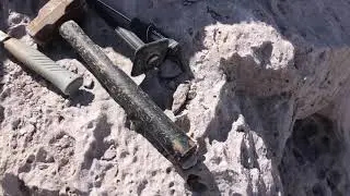 Digging A Twin Topaz Crystal Out Of The Rhyolite At Topaz Mountain