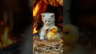 Cat helps Duck then Ducke save the cat' life#ai #khaniya #viralvideo #animals #duck #funny #trend