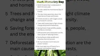 10 Lines on World Forestry Day | Importance of Forests | #Shorts