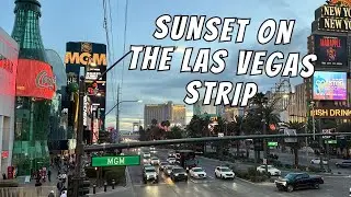 Amazing Sunset Walk on the Las Vegas Strip MGM Grand, New York New York Hotel & More