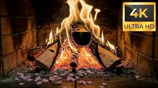 🔥 Cozy Fireplace with Burning Logs & Glowing Embers | Relaxing 4K Static Shot