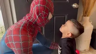 Little boy receives special Spider-man birthday surprise