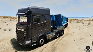 Segra Truck with Triple Axle Empty Dump Trailer | BeamNG.drive (Gamepad Gameplay)