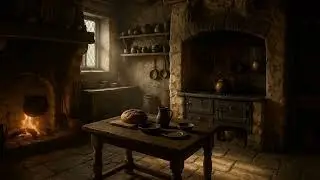 3 Hours of Medieval Kitchen Ambience 🔥 Boiling Kettle & Crackling Hearth | Sleep, Study, Relax