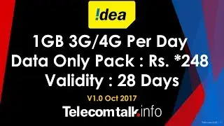 Idea Cellular offers 1GB 3G/4G per Day : Data Only Pack Details