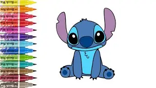 Coloring Cute Stitch 💙| Easy Drawing for Kids | Super Satisfying Art #EasyArtForKids #DrawingForKids