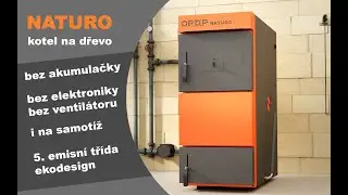 Naturo 12 - popis topen&iacute; v kotli na dřevo bez elektroniky a bez akumulačky