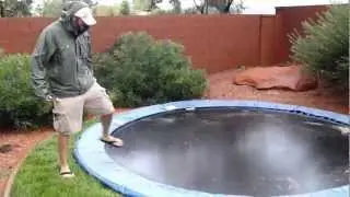 In-ground trampoline during flash flood.