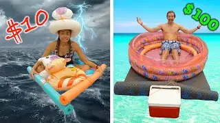 $10 VS $100 DIY Survival Boat!!! **BUDGET CHALLENGE**