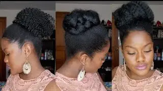 Como Hacer Moño Alto (High Bun) En Cabello Afro 4C |  Moño Con Cabello Postizo TUTORIAL DC