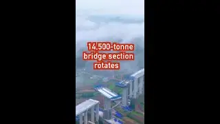 14,500-tonne bridge section rotates into position in China's Yunnan