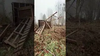Охотничья вышка разрушена! Ветер со скоростью более 80 км/ч снёс вышку. #олень #охотанаоленей #ох...